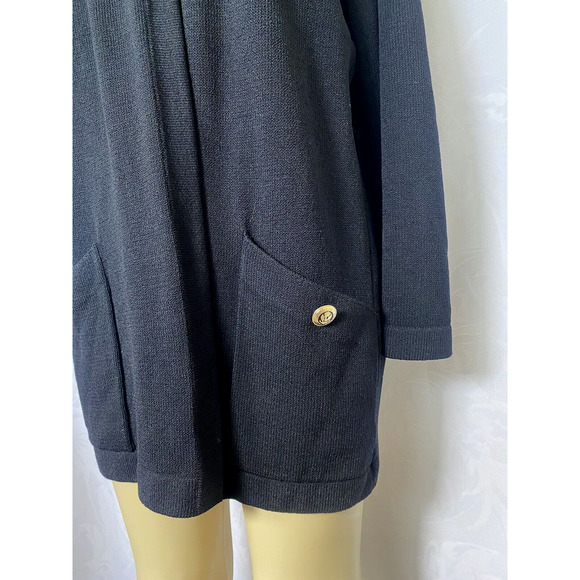 St John Santana Knit Open Jacket Cardigan Sweater Blazer Black Long Slee… - Picture 7 of 8